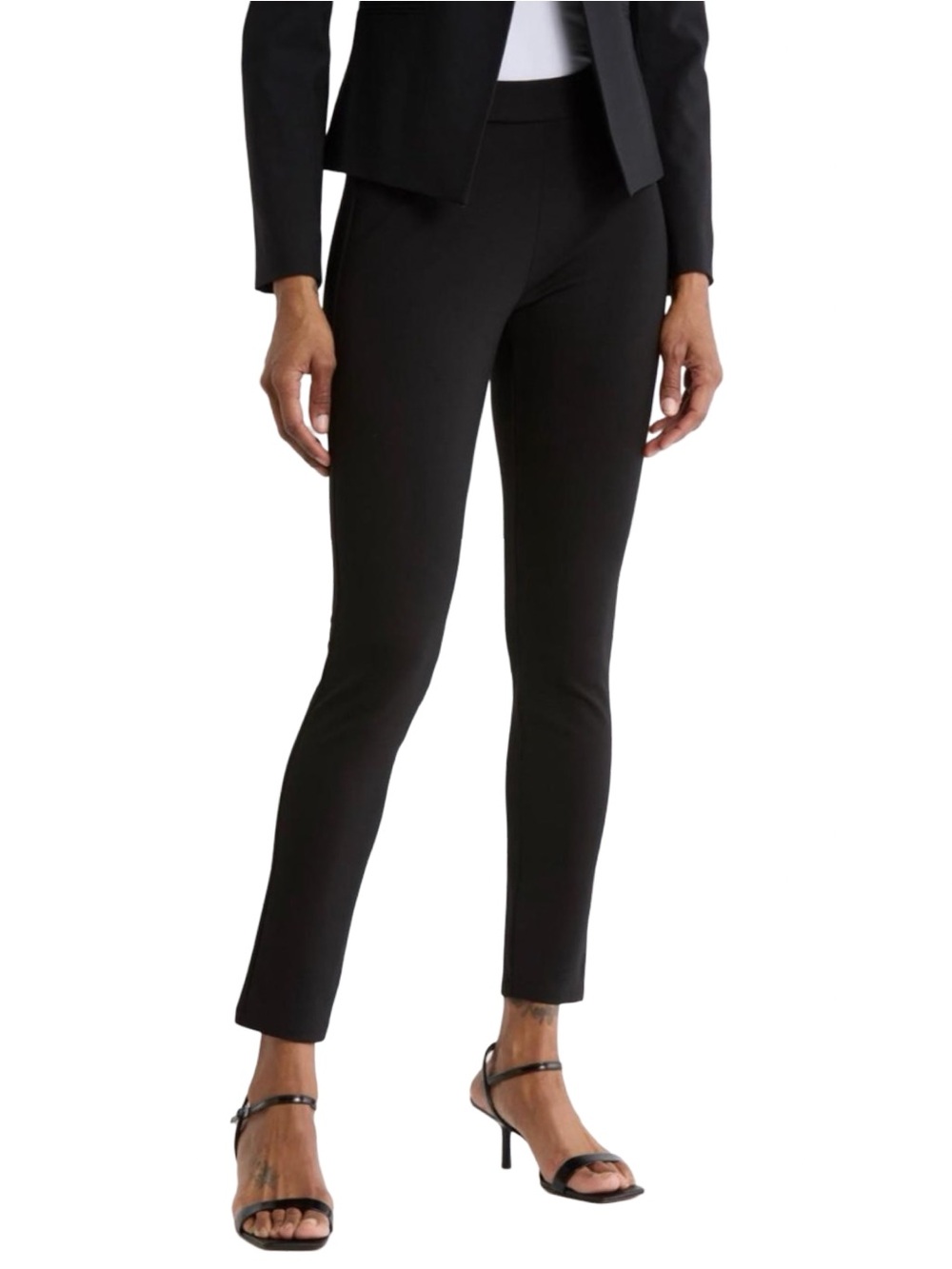 Theory Women’s Size 4 Black Cotton Twill Bistretch Skinny Leggings Ankle Pants